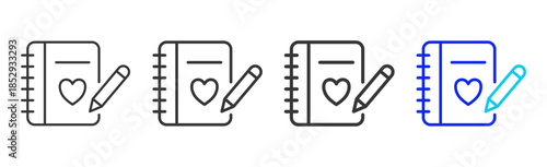 Learning Log icon set collection creative outline style for education with multiple thickness variations suitable for exam test review study rating certification