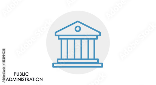 Public Administration Building Icon Representing Government and Law.