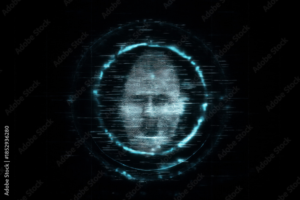 Obraz premium Digital Identity Face Scan Visualization