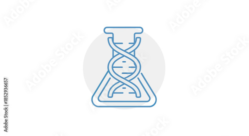 DNA helix inside a laboratory flask, scientific research concept.