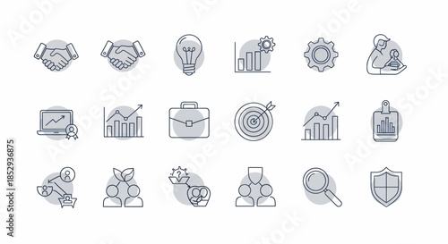 Business and Finance Doodle Icons Set for Success and Growth.