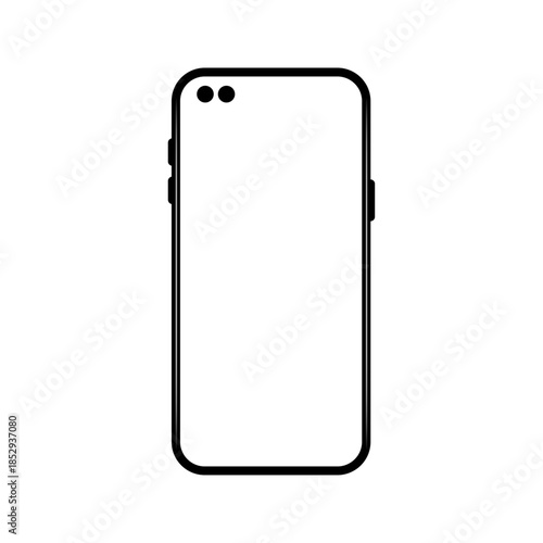 Dual punch hole flagship smartphone mockup with bezel less black front view isolated transparent PNG vector illustration