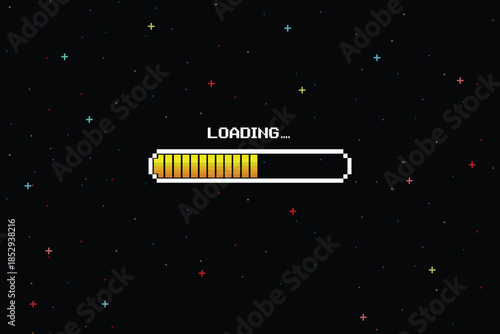 LOADING. pixel art. 8 bit game. retro game. for game assets in vector illustrations.	