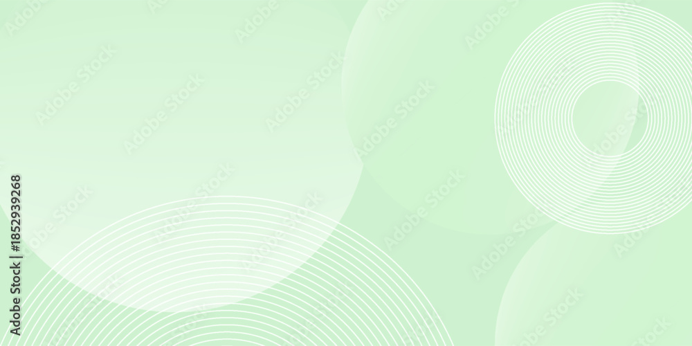 Naklejka premium Minimalist soft Abstract Background in Gradient green and white Tones with Circles. Circle effect style geometric, abstract background.