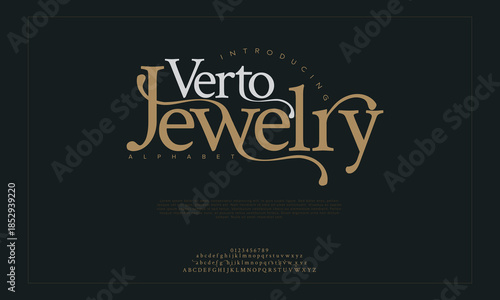 Elegant Font Uppercase Lowercase and Number. Classic Lettering Minimal Fashion Designs. Typography modern serif fonts regular decorative vintage concept. vector illustration