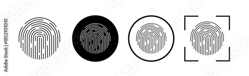 Fingerprint icon. Fingerprint icons set. Biometric data. Fingerprint scanning icon.  Security logo. Vector illustration