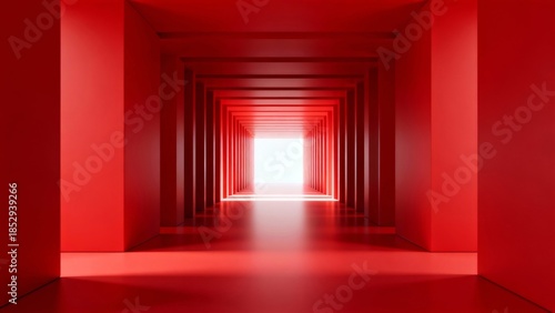 Red corridor with bright end