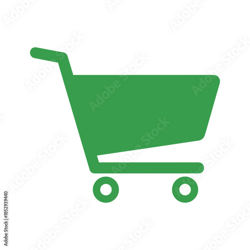 Green Shopping Cart Icon Illustration