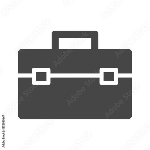 Black briefcase icon on white background