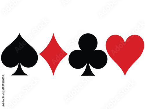 The four playing card suits are displayed in a row against a white background.