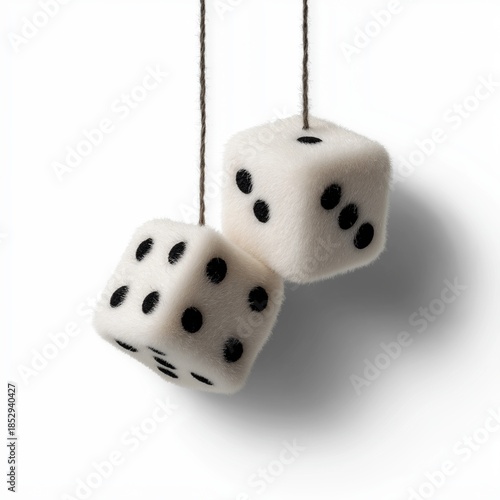 Hanging Fuzzy Dice Minimalist White Car Decor