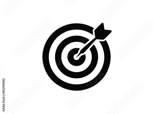 A dart lands perfectly in the bullseye of a target, representing success and achievement.