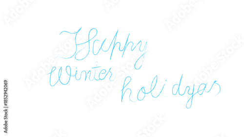 happy winter holidays hand written calligraphy text vector with transparent background 