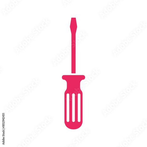 Pink flat screwdriver icon on white background