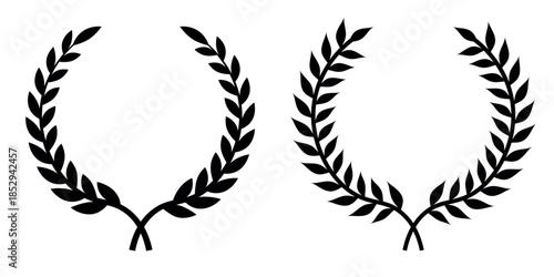 Set of circular laurel wreath. Emblem floral Greek branch of oak leaves, eucalyptus leaf, Wheat, winner award, champion medal, swirls, twigs and flower ornaments vector