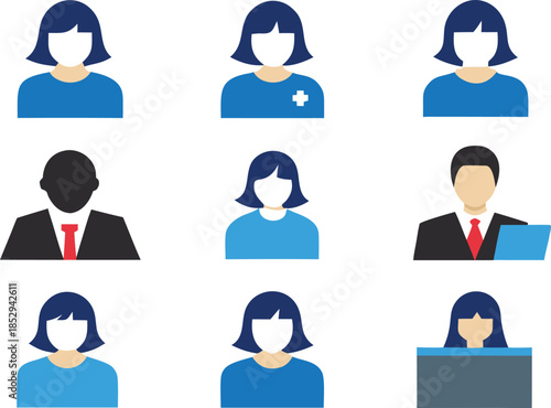 Professional women and gender equality icons