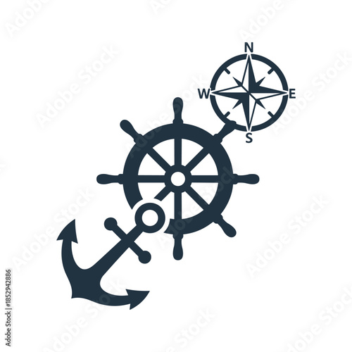 Ship Wheel Anchor Compass Navigation