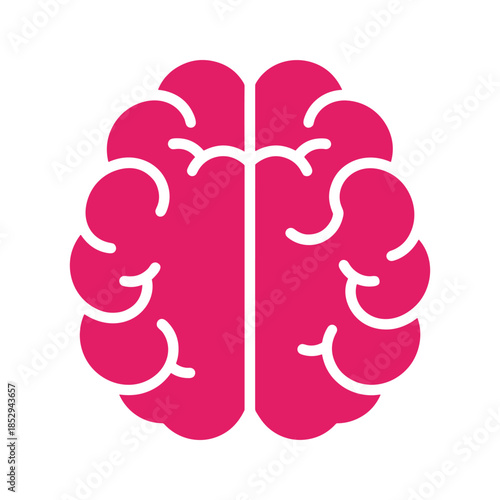 Human Brain Icon Pink Color