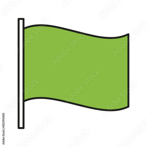 Green flag waving on white background