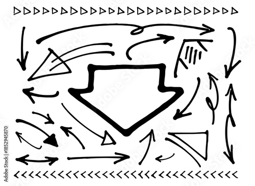 図解に使える手描き矢印イラストセット