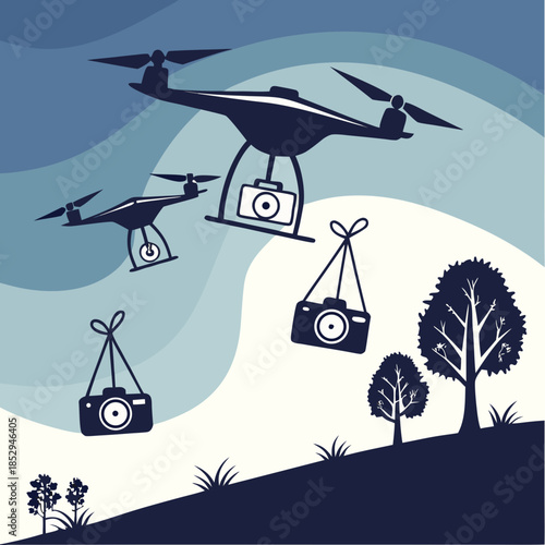 Drones capturing nature with cameras