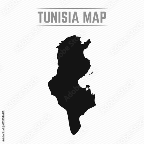 Black and White Tunisia Simple Map