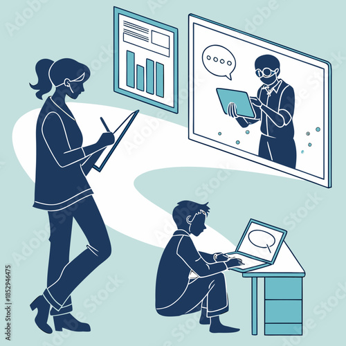 Collaborative work session with digital tools