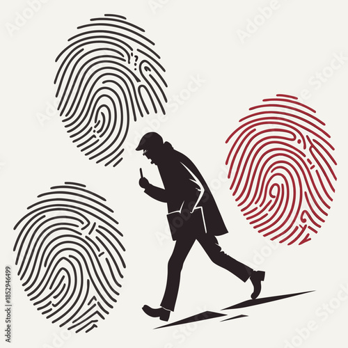 Investigator examining fingerprints