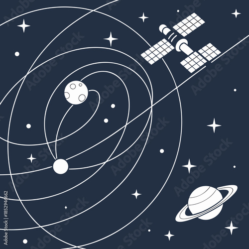 Satellite orbiting earth and moon