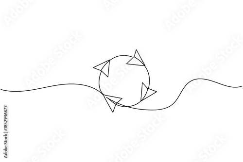 Continuous Line Art of Paper Planes Flying in a Circle Global Connection