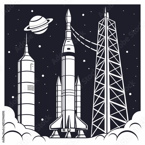 Saturn rocket launch preparation