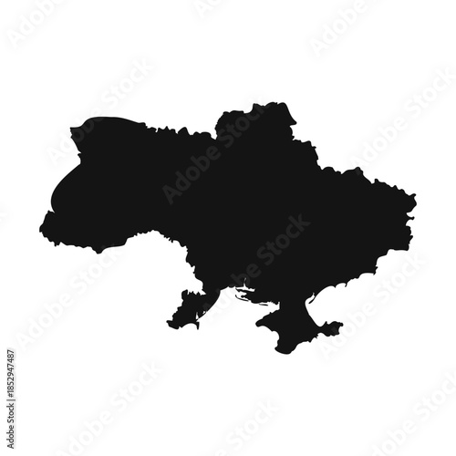 Black and White Ukraine Simple Map