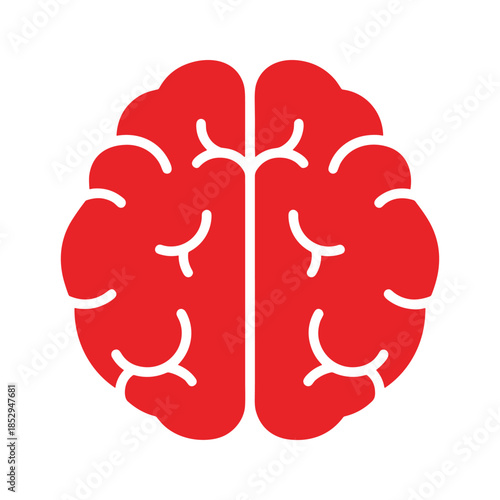Red brain icon illustration on white background