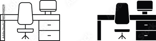 work place  icon vector graphic illustration  with white background flat hand made icon fill icon .