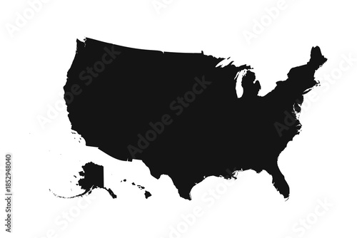 Black and White USA Simple Map