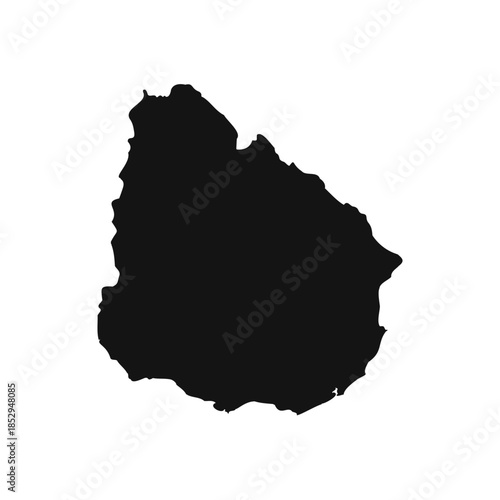 Black and White Uruguay Simple Map