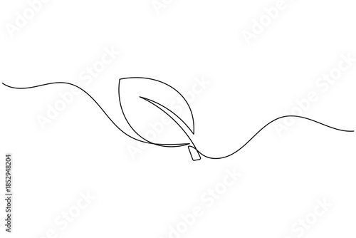 Minimalist One Line Drawing of a Single Leaf Nature and Ecology Icon