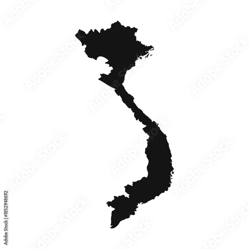 Black and White Vietnam Simple Map
