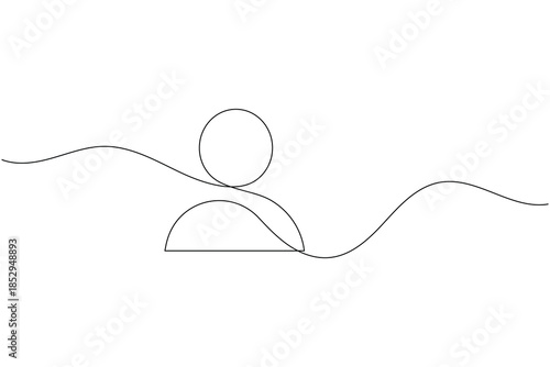 Minimalist Single Line Drawing of a Human Profile User Avatar Icon