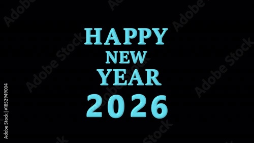 Happy New Year Text Animation 4K On Alpha