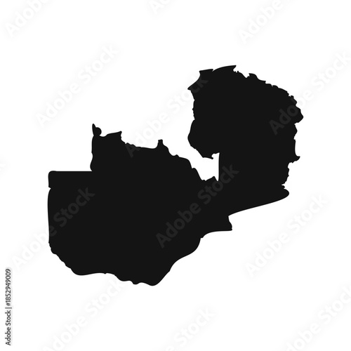 Black and White Zambia Simple Map