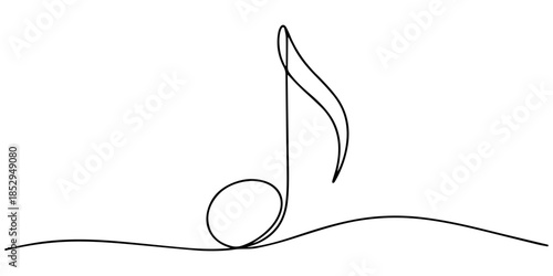 Music notes icon continuous one line drawing minimalist outline vector illustration, Continuous one line drawing abstract music note background, notes vector illustration. Outline sketch of sound.
