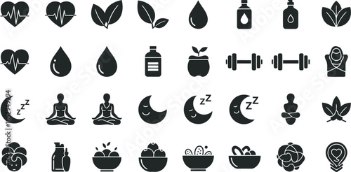 Wellness and self-care symbols collection