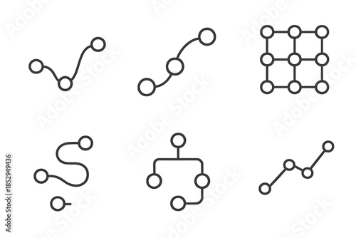 Fluid Task Mapping. Line style icons of ambient task mapping: soft current diagram, fluid milestone overlay, gentle workflow grid,