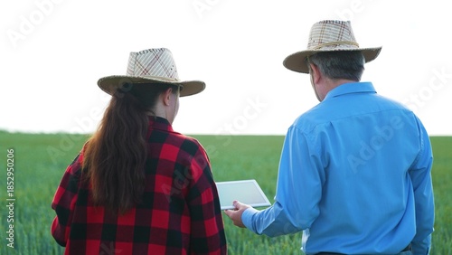 Digital farming partnership, Problem solving on the farm, Agri-business innovation, Field experts at work, Modern equipment on the field, Cutting-edge farming, Successful rural business, New