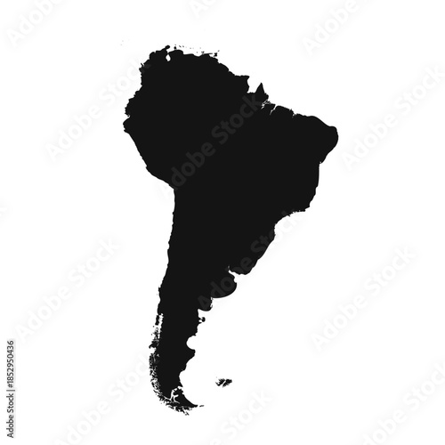 Black and White South America Simple Map