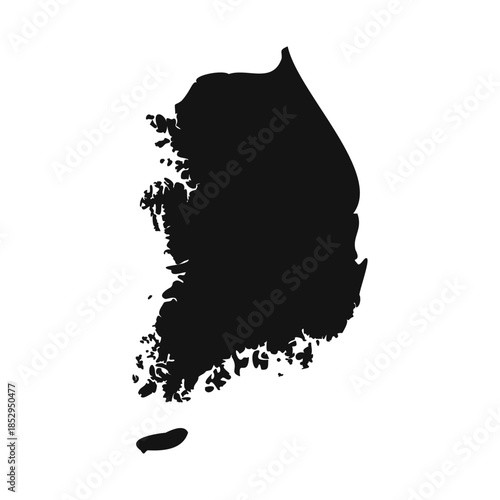 Black and White South Korea Simple Map