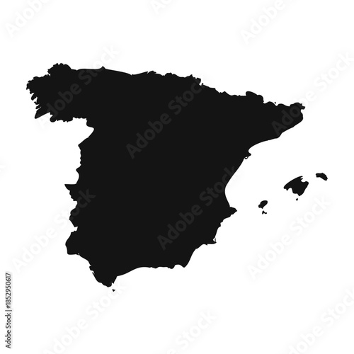 Black and White Spain Simple Map
