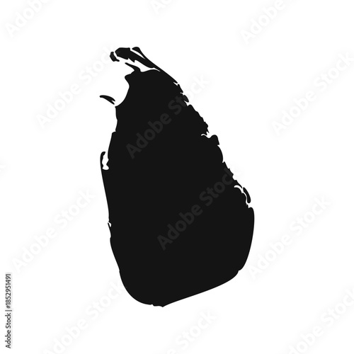 Black and White Sri Lanka Simple Map