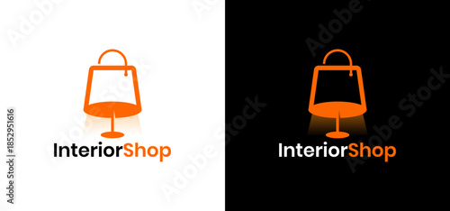 Combination bag orange shopping bag icon with the word shop, versatile retail graphic element for marketing materials and ad designs.